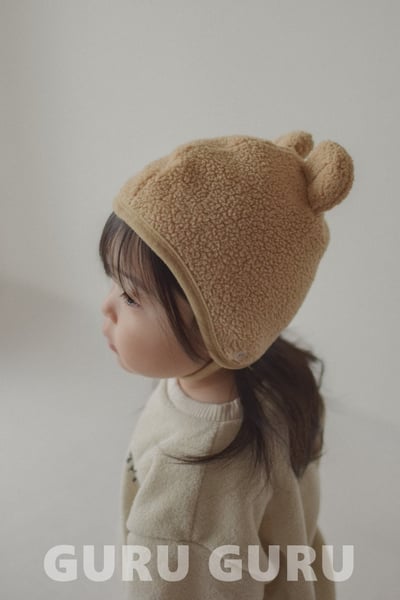 GURU GURU08｜(6m-24m) 3色小熊刷毛綁帶帽15
