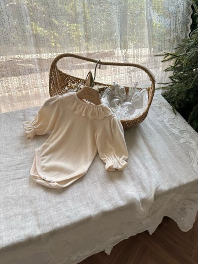 MONBEBE08｜(3m-24m) 荷葉縮口袖包屁衣8