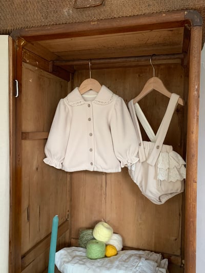 JE606｜(73cm-100cm) 毛呢蕾絲領吊帶包屁套裝15