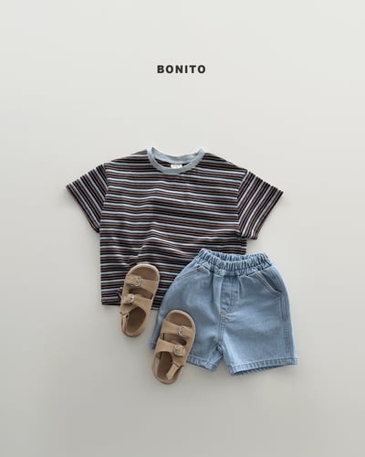 Bonito14｜(75cm-125cm) 2色條紋線條撞色上衣8