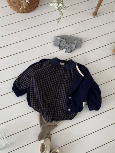 Bebe holic28｜(3m-18m) 格紋有領包屁衣7