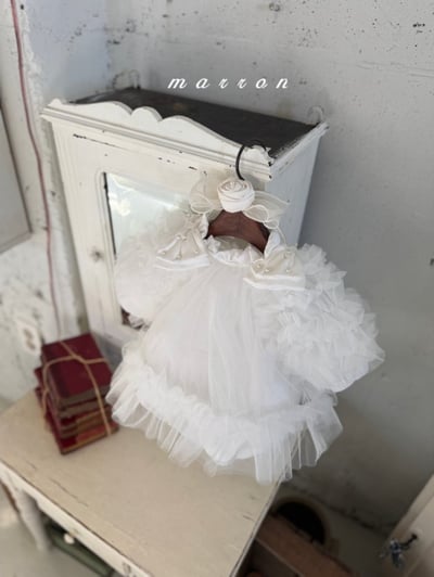 Marron31｜(3m-18m) 薄紗滾邊蓬蓬袖洋包屁衣16