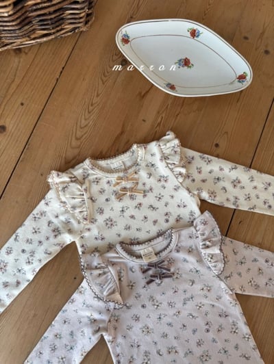 Marron 02｜(1y-6y) 碎花荷葉肩袖上衣6