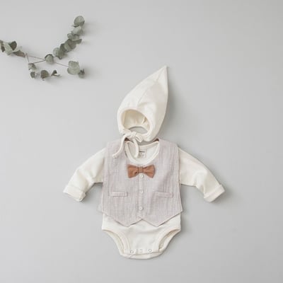 LEMONADE54｜(55cm-85cm) 2色紳士背心包屁衣含帽子17