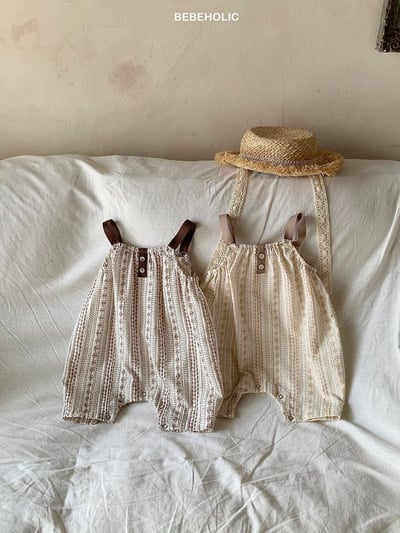 Bebe holic17｜(3m-18m) 復古碎花吊帶褲1