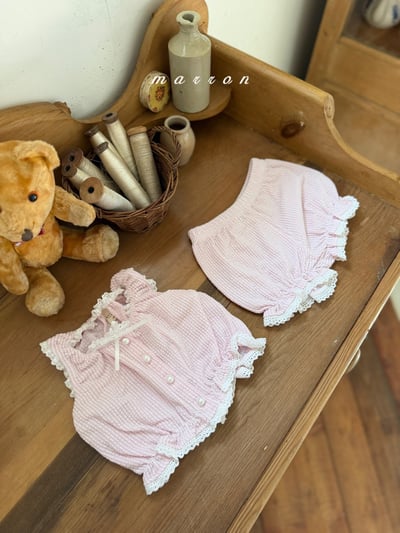 Marron28｜(1y-6y) 甜美鈕釦線條套裝8