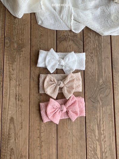 Bebe holic55｜(3m-18m) 蝴蝶結寬版髮帶3