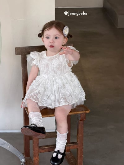 JE706｜(66-120cm) 玫瑰薄紗緞帶包屁衣/洋裝10