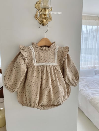 Monpetitbebe01｜(6m-18m) 碎花荷葉袖包屁衣2