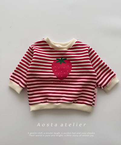 AOSTA18｜(6m-5y) 草莓印花休閒上衣6