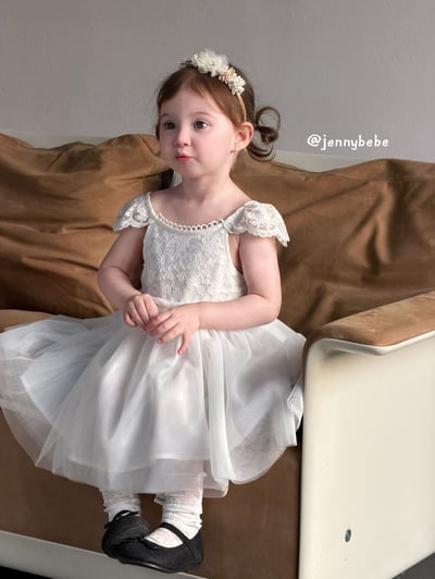 JE729｜(80-110cm) 白天鵝壓紋薄紗洋裝7