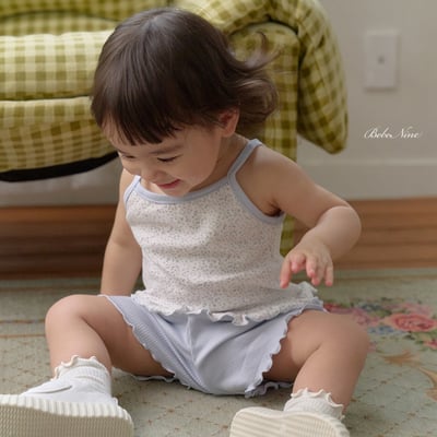 bebe nine03  (6m-24m) 2色木耳邊花吊帶套裝1