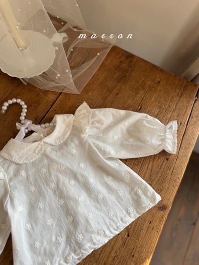 Marron12｜(1y-6y) 刺繡小花飛袖襯衫6