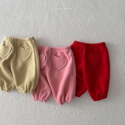 Lindo13｜(3m-18m) 愛心口袋抓絨縮口褲6