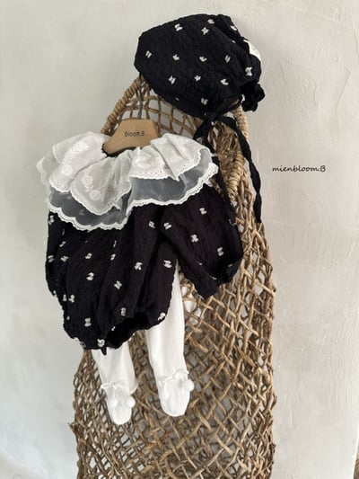 Bloom.b52｜(0m-18m) 印花抓皺綁帶帽4