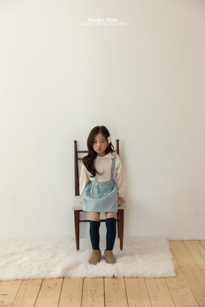 ALADIN18｜(75cm-114cm) 絎縫格紋藍吊帶裙23