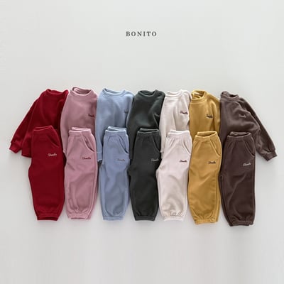 Bonito47｜(75cm-125cm) logo刷絨休閒套裝1