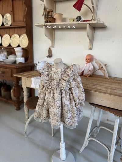 Marron 66｜(1y-6y) 古典碎花荷葉洋裝4