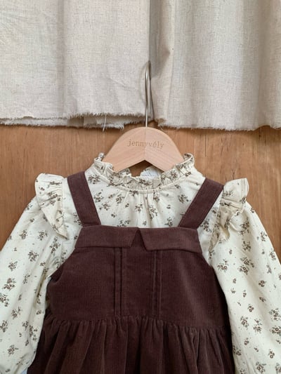 JE589｜(73cm-120cm) 燈芯絨背心洋裝/碎花荷葉上衣20