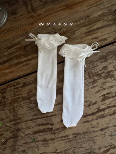 Marron36｜(3m-18m) 蕾絲蝴蝶結無根襪4