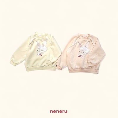 neneru25｜(70cm-125cm) 2色蕾絲小兔印花休閒上衣2