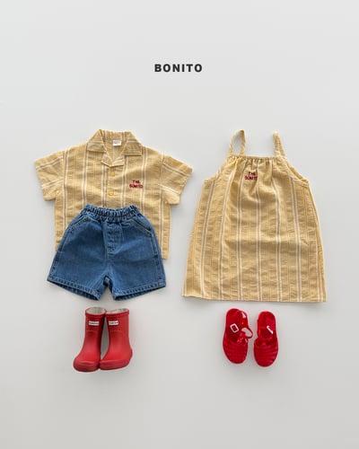 Bonito39｜(75cm-125cm) 3色編織格紋吊帶裙10