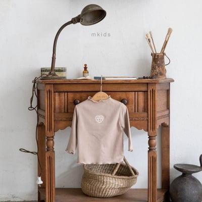 M-KIDS21｜(65-115cm) 2色刺繡捲邊上衣3