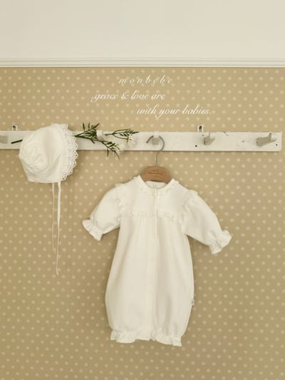 MONBEBE22｜(0m-3m) 蕾絲滾邊連身衣3