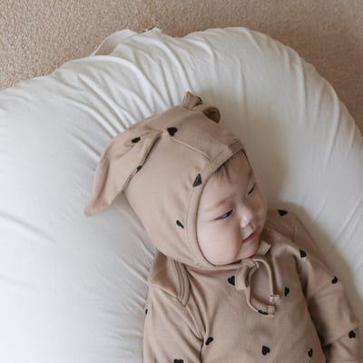 LEMONADE34｜(55cm-85cm) 2色小愛心包屁衣含帽子6