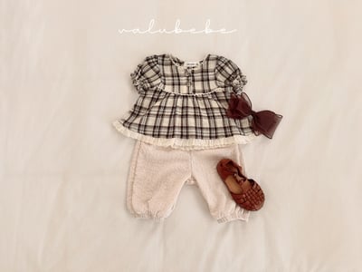 Valubebe 52｜(65-90cm) 格子泡泡袖襯衫7