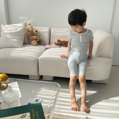 LIME&BLUE03｜(80-118cm)  素色鈕釦居家服15