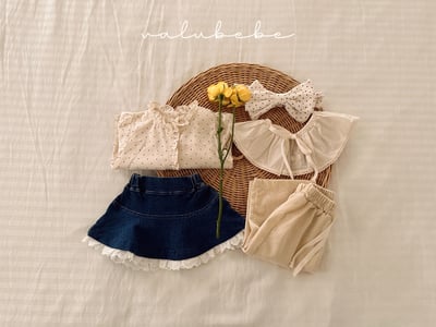 Valubebe24｜(65-90) 蕾絲滾邊牛仔裙10