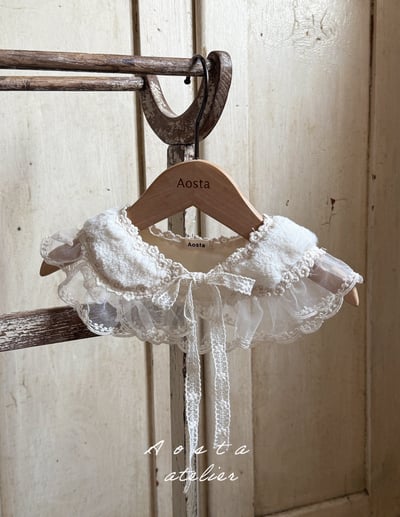 AOSTA37｜(6m-5y) 蕾絲荷葉花瓣綁帶領圍2