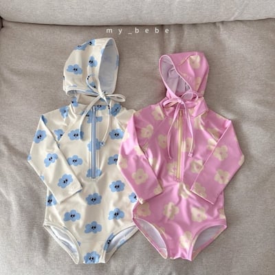 my_bebe01｜(75-105cm) 拉鍊防曬泳衣含泳帽3