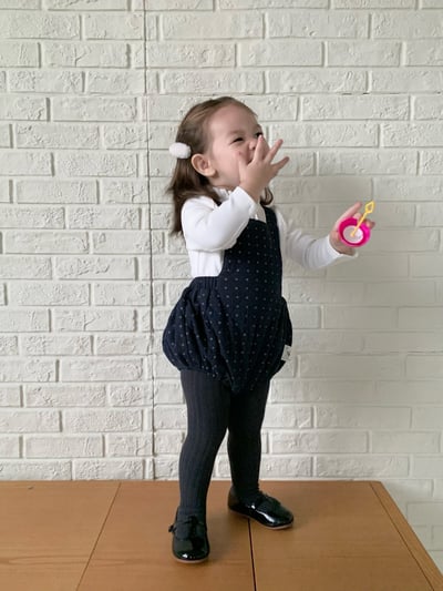 JE618｜(73cm-90cm) 小花舖棉吊帶褲/花邊領上衣5