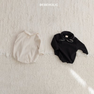 Bebe holic30｜(3m-18m) 領結滾邊包屁衣3