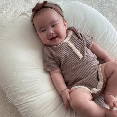 LIME&BLUE04｜(55-80cm)  素色鈕釦包屁衣20