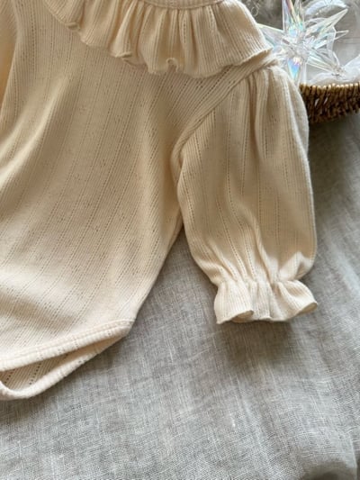 MONBEBE08｜(3m-24m) 荷葉縮口袖包屁衣7