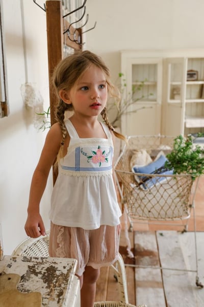 FLO06｜(75-140) 蕾絲細肩花朵衣5