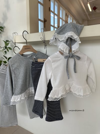Bloom.b41｜(0m-18m) 蕾絲邊綁帶帽5