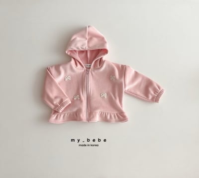 my_bebe01｜(-12m-7y) 絨面蝴蝶結荷葉擺連帽外套5