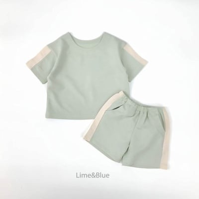 LIME&BLUE24｜(80-118cm)  袖邊拼色套裝9