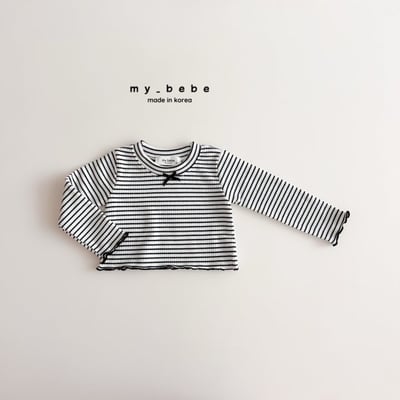 my_bebe02｜(-12m-7y) 條紋蝴蝶結捲邊上衣5