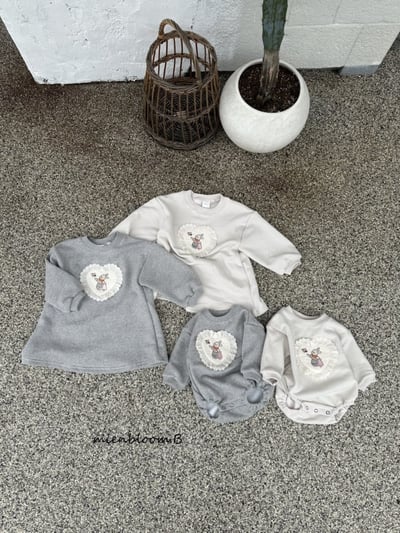 Bloom.b11｜(0m-24m/85cm-125cm) 蕾絲小兔花布包屁衣/洋裝1