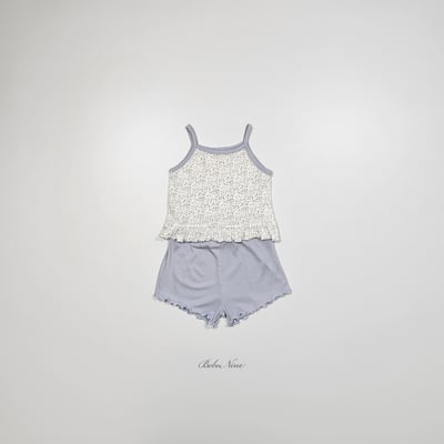 bebe nine03  (6m-24m) 2色木耳邊花吊帶套裝4