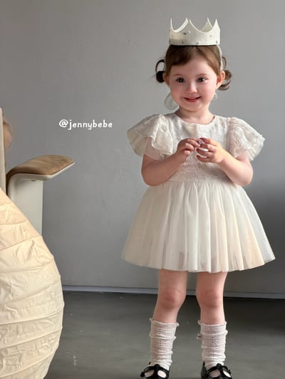 JE728｜(66-90cm) 公主袖薄紗蓬蓬裙包屁衣1