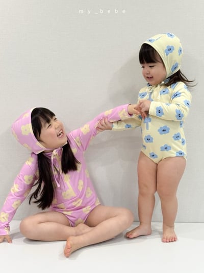 my_bebe01｜(75-105cm) 拉鍊防曬泳衣含泳帽18