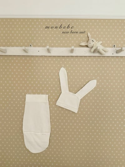 MONBEBE21｜(0m-3m) 小兔安撫包巾含帽子2