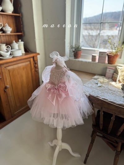 Marron56｜(1y-6y) 絲帶薄紗澎澎洋裝9