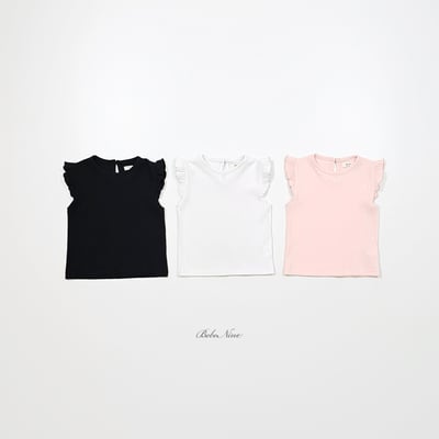 bebe nine20  (65cm-115cm) 3色素色荷葉邊上衣2